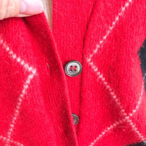 Petite Argyle Wool Angora Cardigan Sweater - Picture 4 of 7